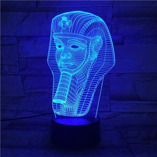 Solo 1 PC Lámpara egipcia de la momia del faraón egipcio colorida con control remoto para la decoración de Halloween Lámpara de luz nocturna con luz LED USB