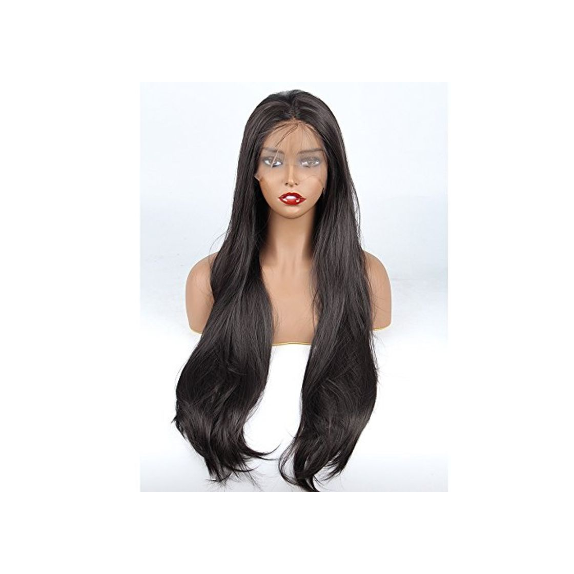 Social vvBing Dark Brown Hair Synthetic Lace Front Wig Long Udreamy Nautral Straight Glueless Replacement Hair Wigs For Women Heat Resistant Fiber Hair Half Hand Tied 26 Inches