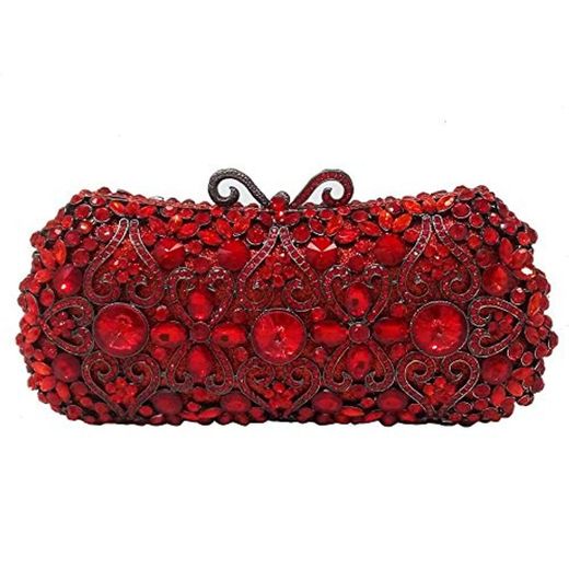 RJJ Diamante Rojo Cristalino Rhinestone Cuadrado Banquete Partido Bolsas Embragues Cadena De Metal Hombro Tote Cartera De La Boda Vestido De Novia Bolsos De Noche para Las Mu