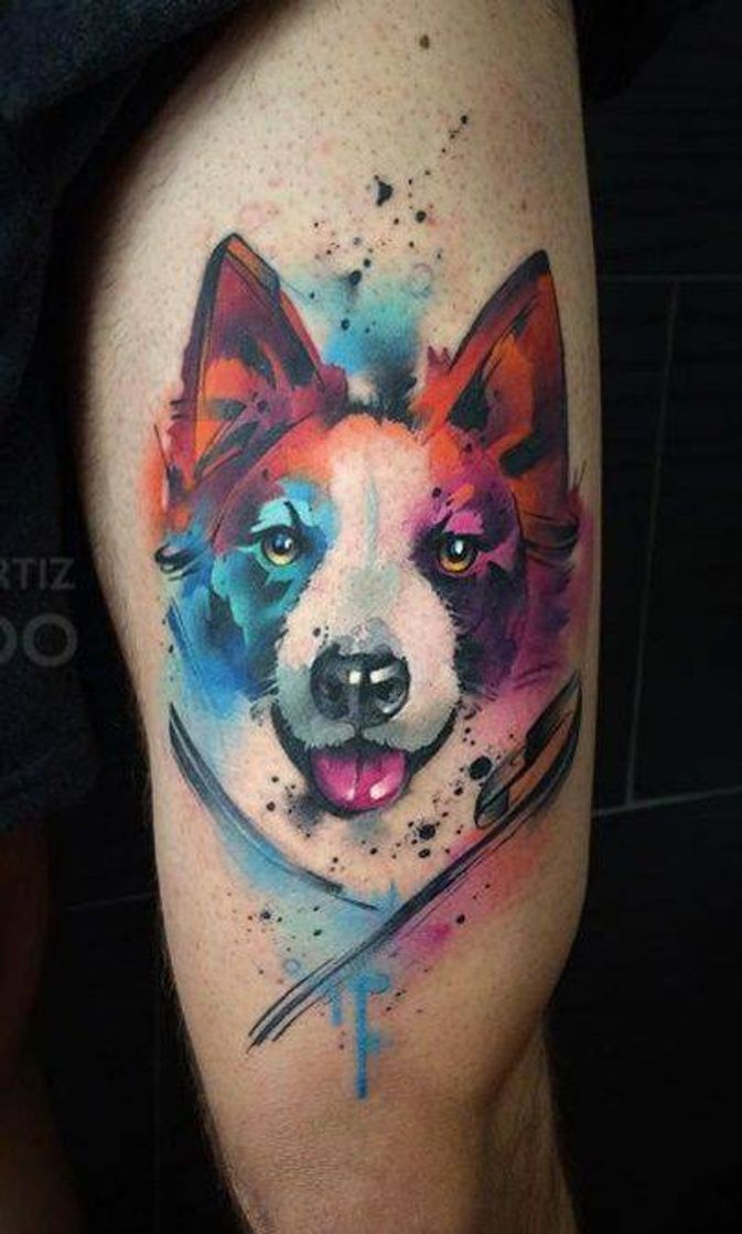 Fashion Tatto Colorida De Lobo