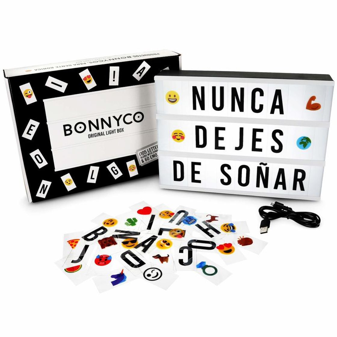 Elemento de la categoría hogar Caja de Luz LED A4 con 105 Letras, 60 Divertidos Emojis y