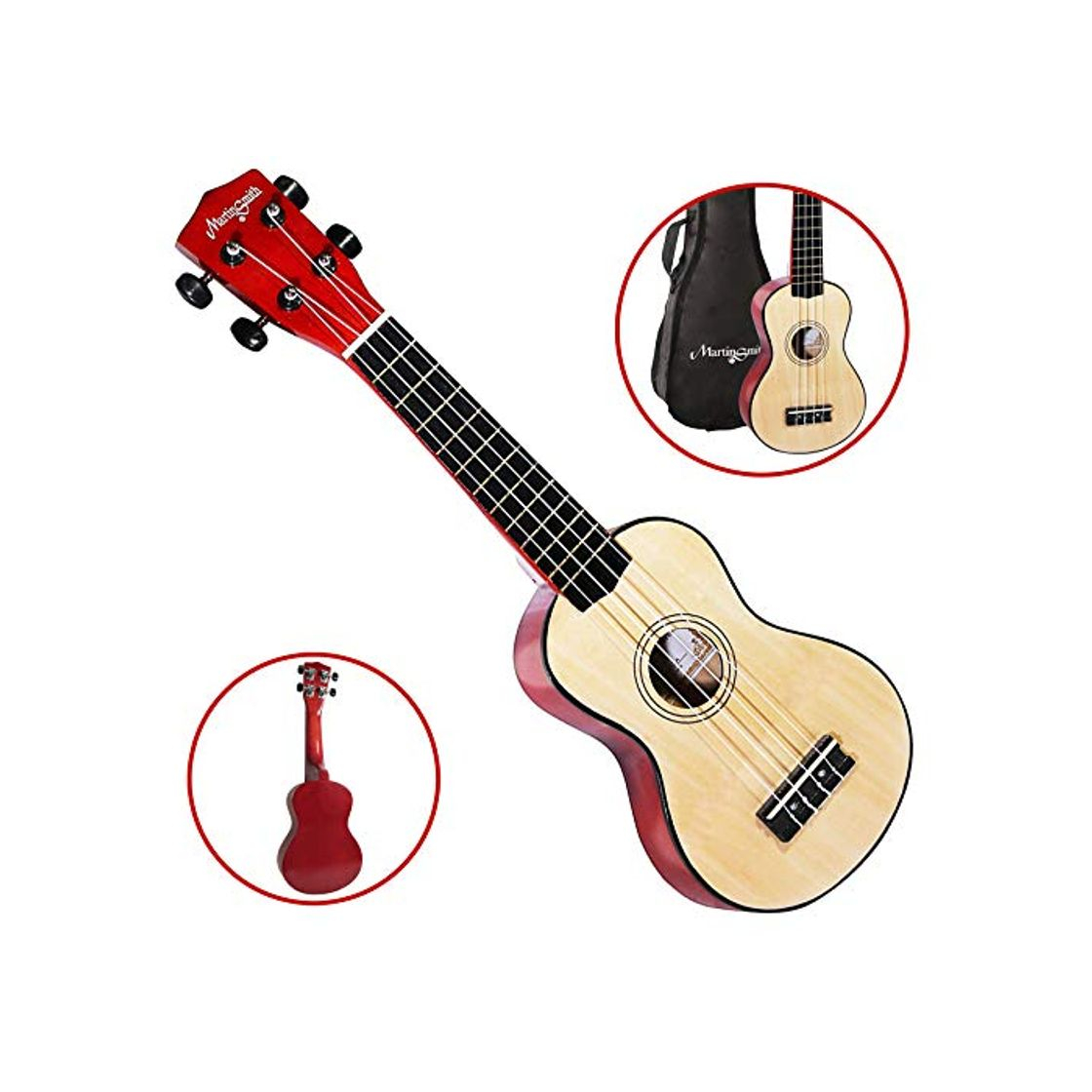 Producto Martin Smith Ukelele Soprano con Bolsa de Ukelele Madera Natural