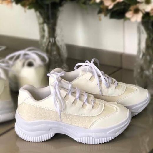 Tênis sneakers branco glitter