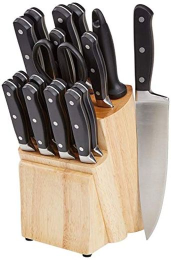AmazonBasics Premium - Juego de cuchillos de cocina y soporte