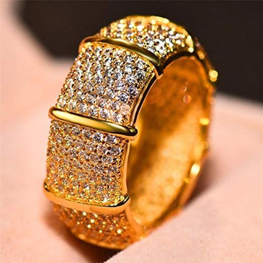 ShAwng Luxo Masculino Feminino Grande Pedra Anel de Moda Estilo Único Ouro