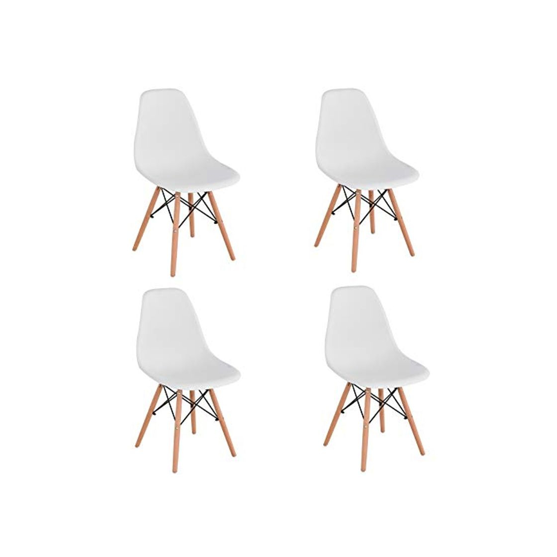 Home KunstDesign Set de 4 Sillas de Comedor, Diseño Ergonómico,Patas de Madera de