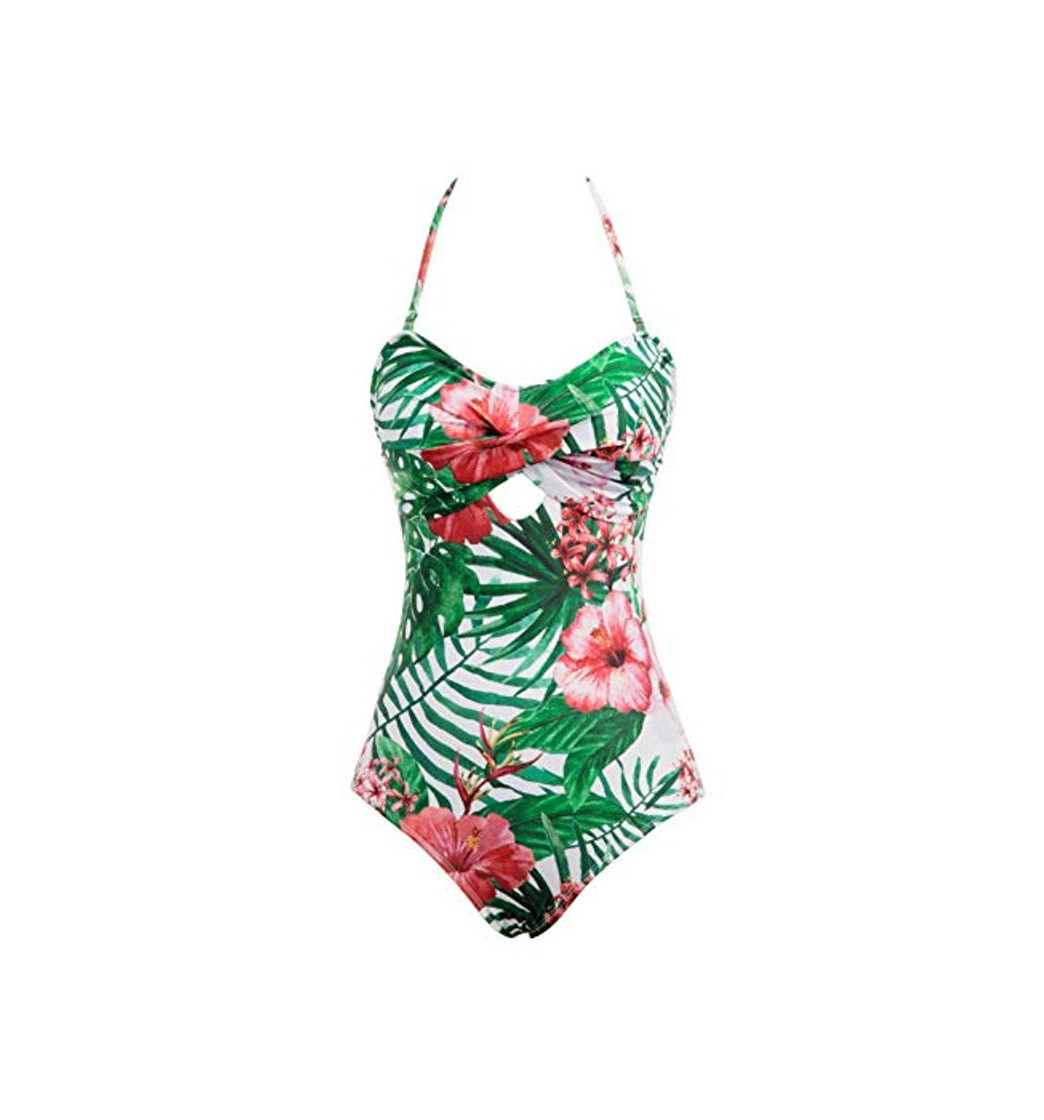 Social Bañador Reductor de Mujer Traje de Baño de Una Pieza Floral XL