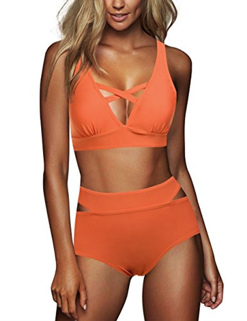 Social FeelinGirl Cruz Estilo Marino Dos Piezas Conjunto de Bikini para Mujer Traje