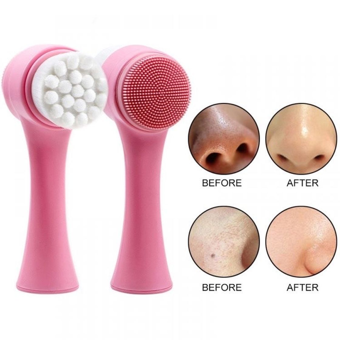 Doublé side silicone facial cleanser brush portable size 3D