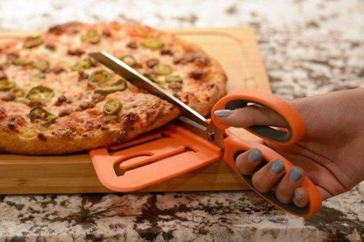 DealMux Grip plástico Panadería Cortador de Pizza Shears Clippers Herramienta Tijeras rebanar Alimentos