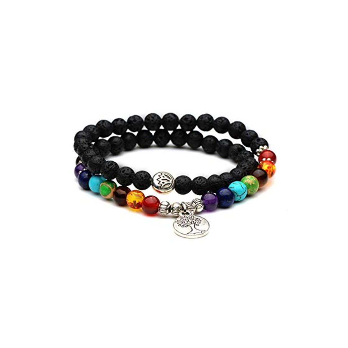 Product YAZILIND 7 Chakra Reiki curación Natural de la oración de Piedras Preciosas con Cuentas Yoga Equilibrio Estiramiento Encanto Pulsera árbol de la Vida Pulseras Colgantes