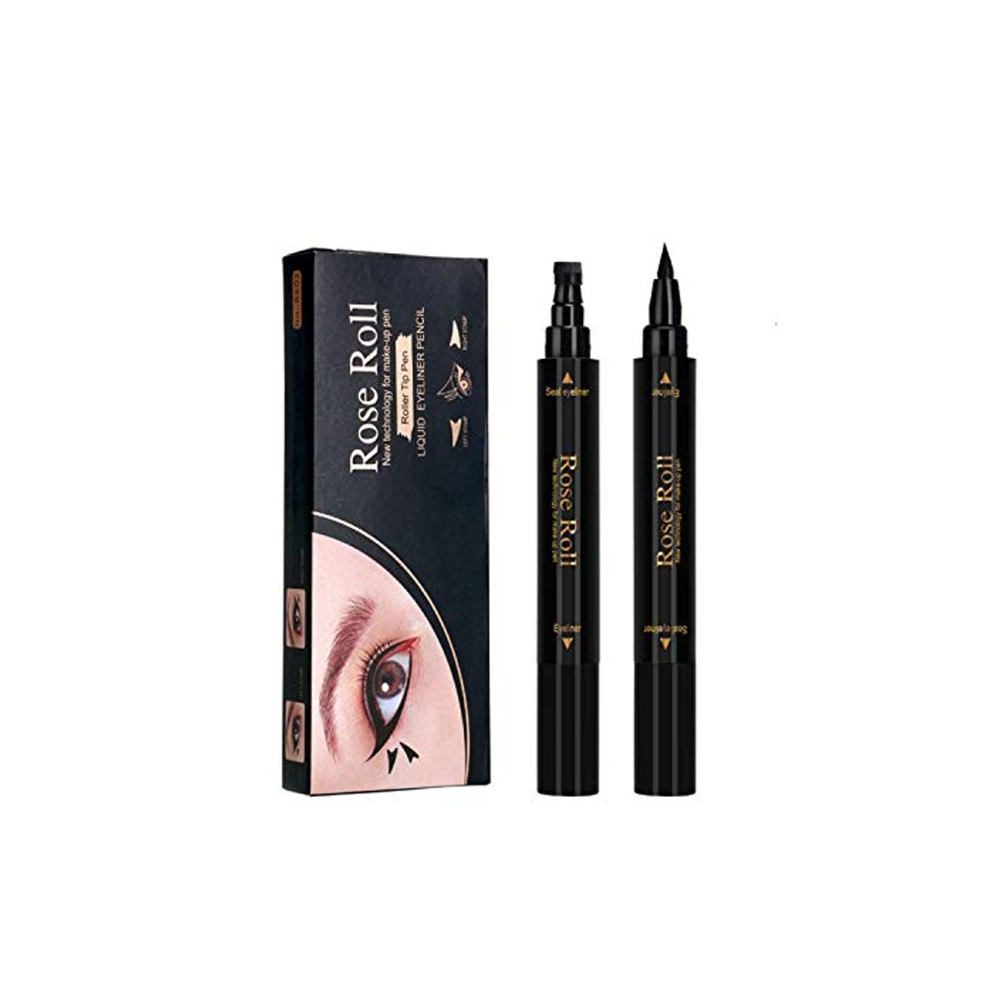 Belleza Delineadores de Ojos con sello Liquido, negro Eyeliner Waterproof Stamp, Lapiz de