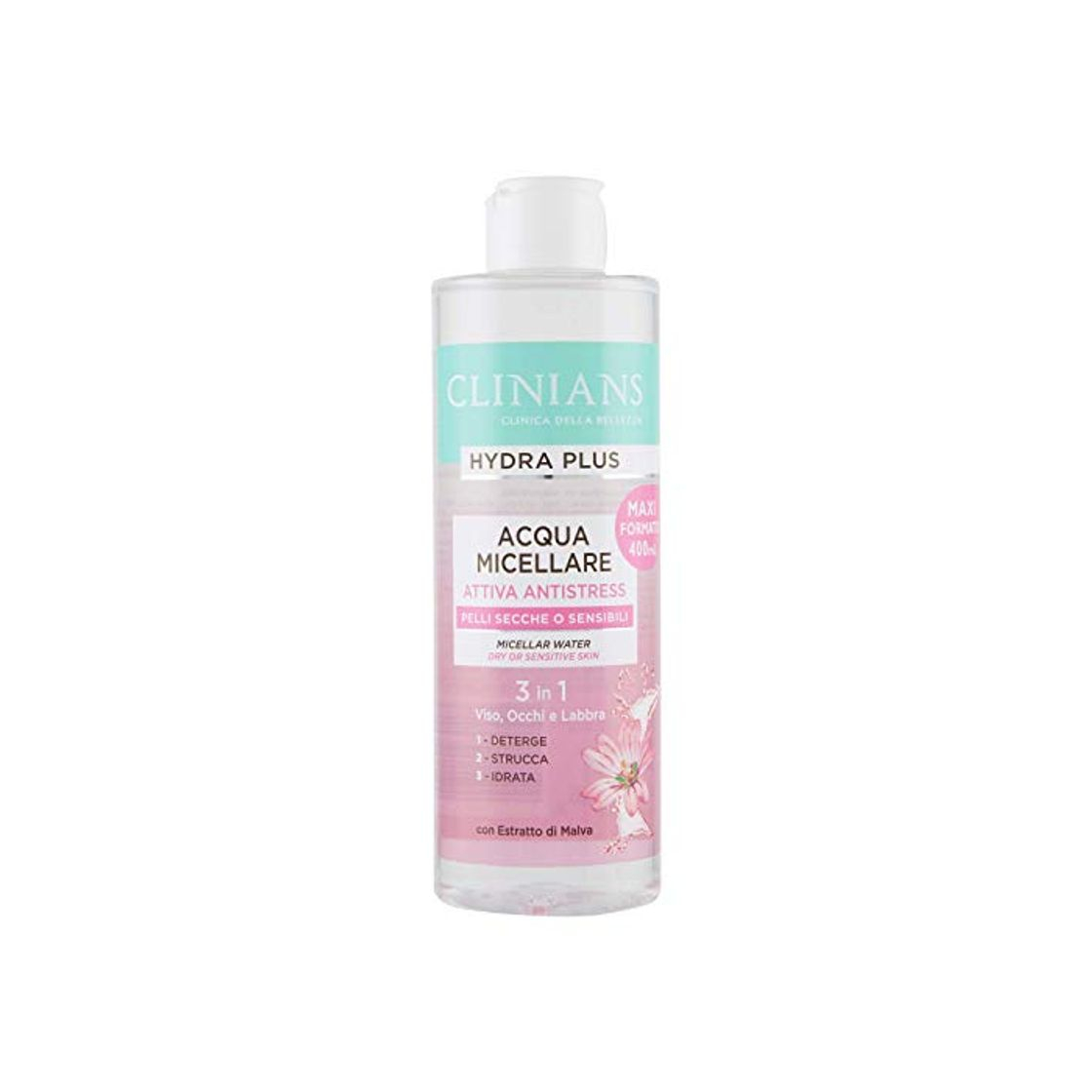 Producto CLINIANS HYDRA PLUS agua micelar activa antiestrés para pieles secas o sensibles