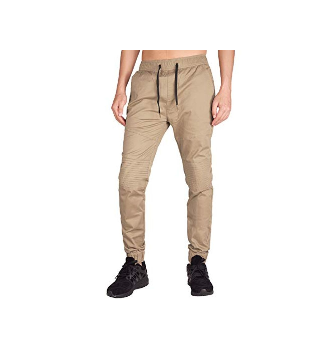 Social ITALY MORN Pantalones Jogger Chinos Plisadoel Trabajo Algodón para Hombre L Caqui
