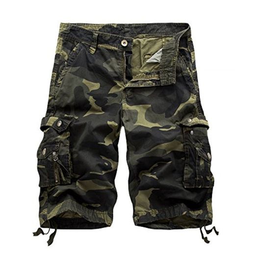 AYG Bermudas Cargo Shorts Hombres Pantalones Cortos Leisure Casual 29-40, A083 army