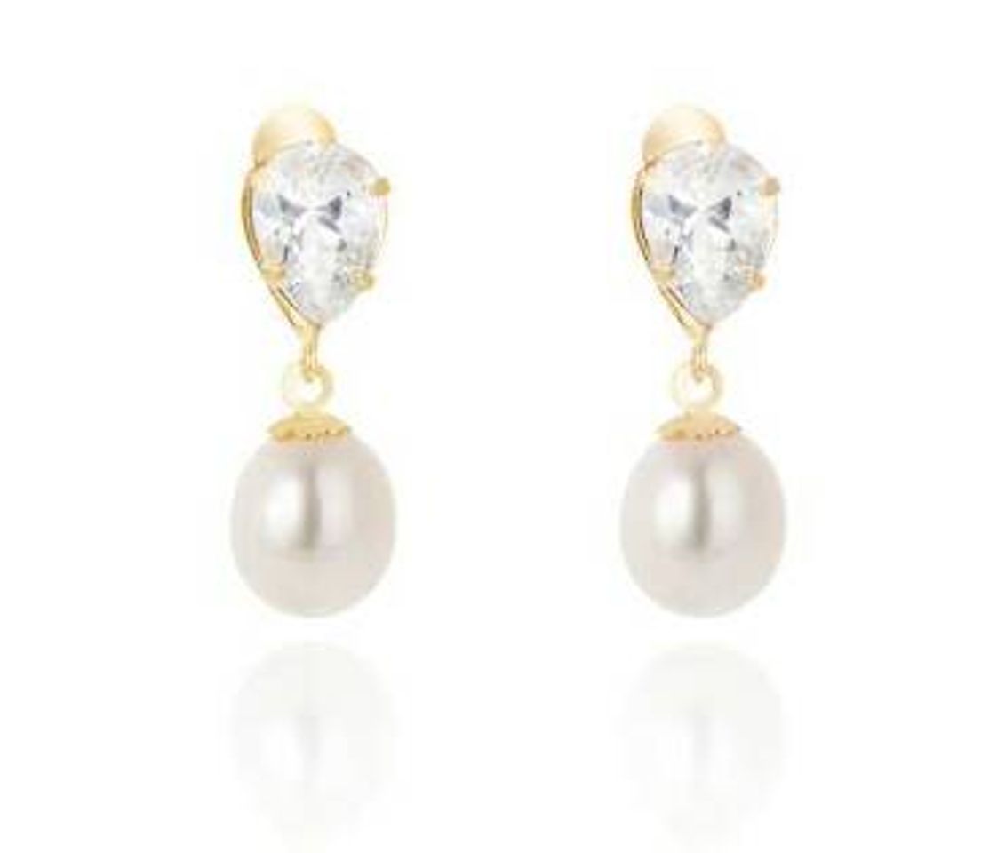 Social Brinco de Ouro 18K Zircônia Pérola Pendurado