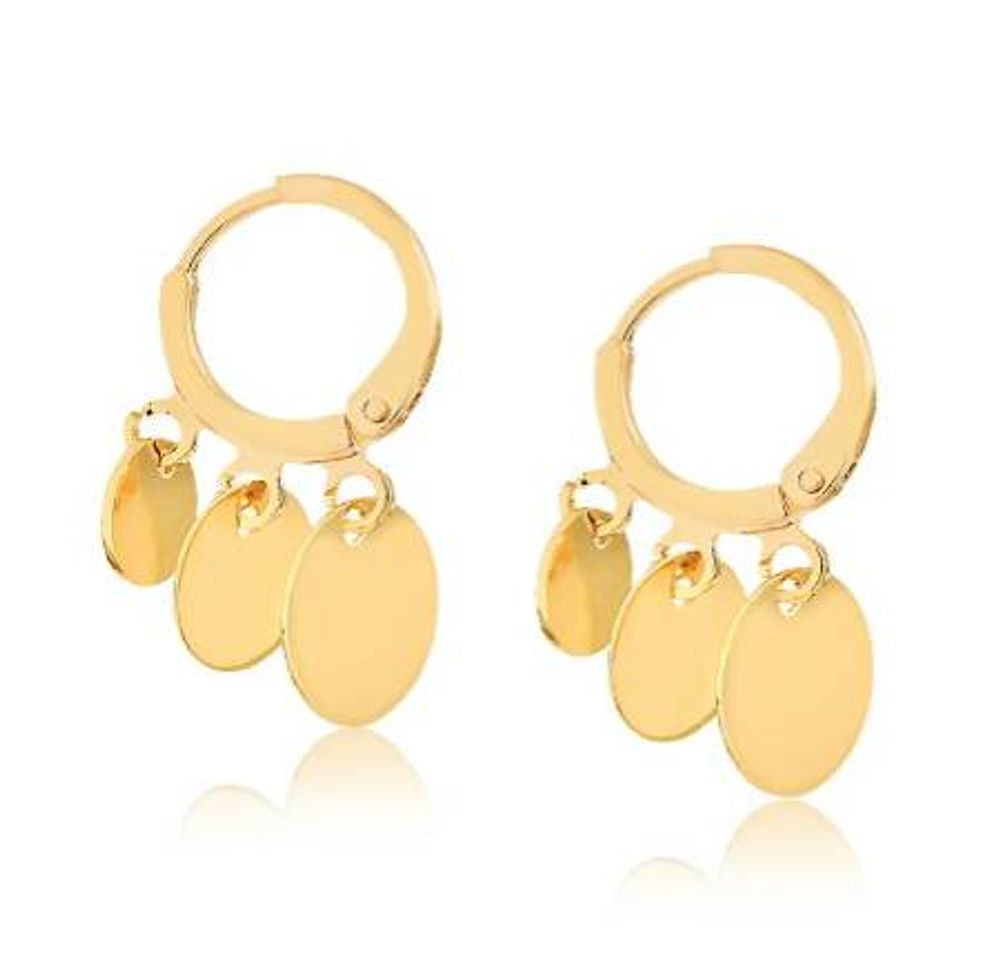 Social Brinco de argola fechada com pingentes de medalhinha folheado ...