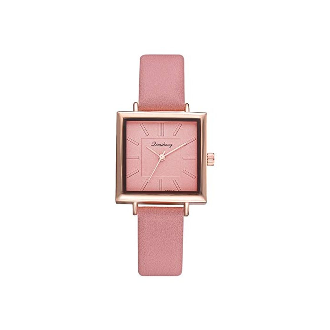 Productos TCEPFS Reloj Elegante de Oro Rosa para Mujer Relojes de Pulsera de Cuarzo de Cuero Casual de Moda Relojes de Mujer para Mujer   Rosa