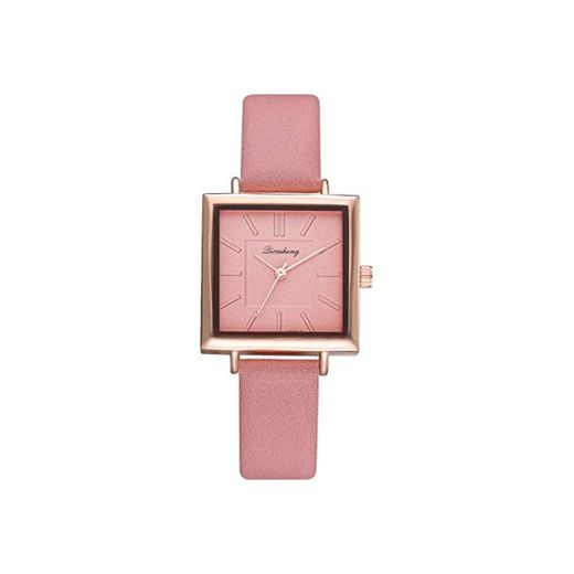TCEPFS Reloj Elegante de Oro Rosa para Mujer Relojes de Pulsera de Cuarzo de Cuero Casual de Moda Relojes de Mujer para Mujer   Rosa