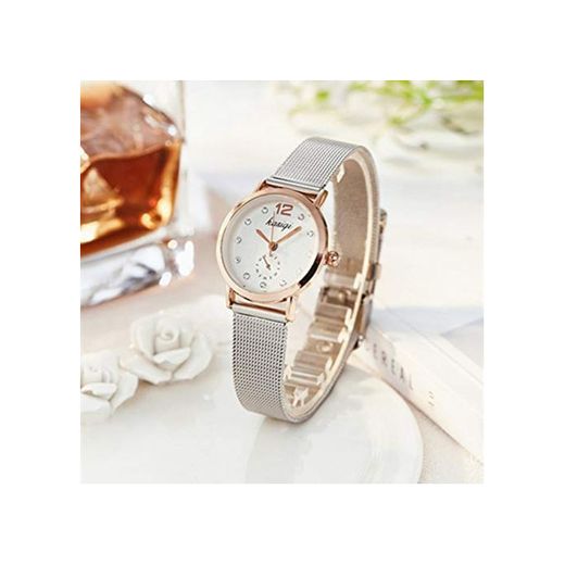 TCEPFS Oro Sliver Mesh Relojes de Acero Inoxidable Parejas Mujeres Top Brand Luxury Casual Reloj Reloj de Pulsera para Mujer Relogio Feminino   Tamaño pequeño