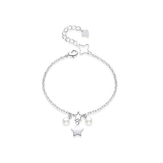 SL Simple Fashion 925 Sterling Silver Star Pearl Bracelet para Mujer Pulseira Silver 925 Jewelry