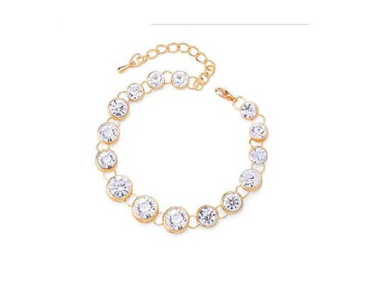 zmnbaa Dedo Dorado De Moda Color Brillante Noble Cuentas De Cristal Austriaco Cadena De Circón Pulsera De Mujer Joyería Femenina Pulseira