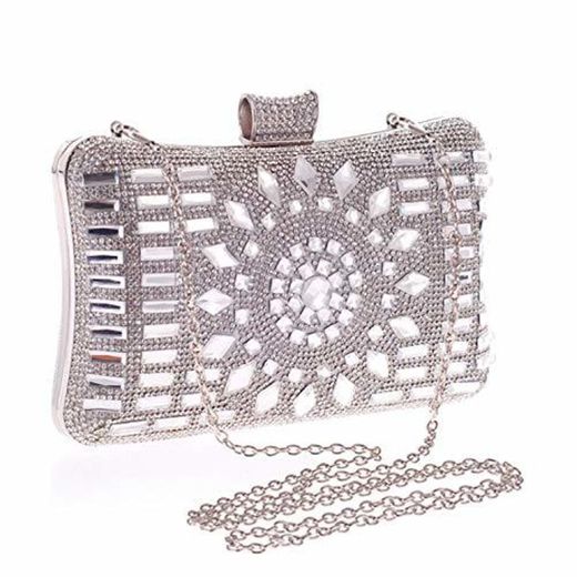 Syrads Bolsa de Cena Hombro Mujer Glitter Cristales Hard Shell Embrague para