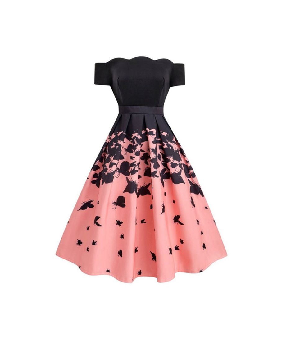 Products BLACK 1950S BUTTERFLY SWING DRESS