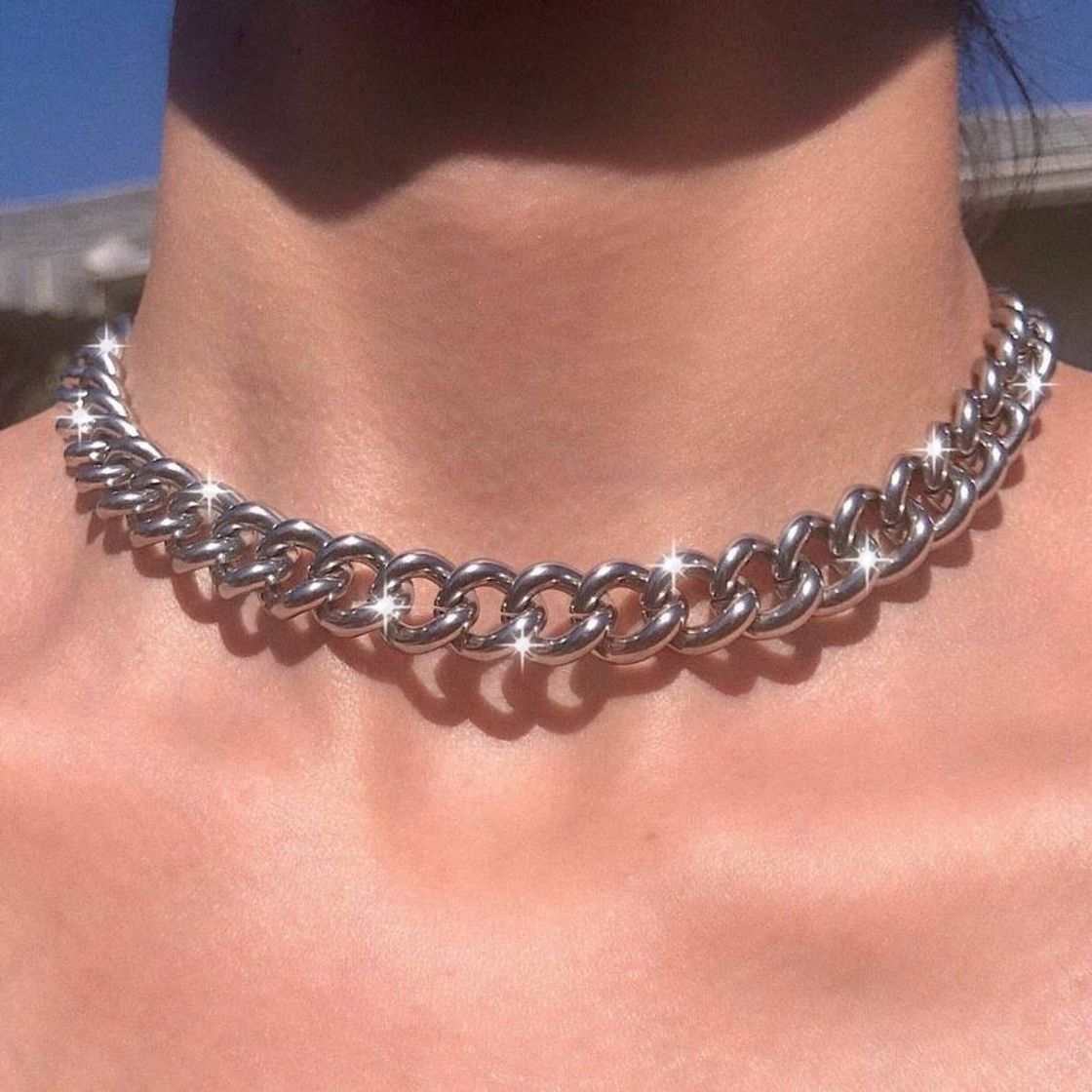 Moda Choker corrente prata