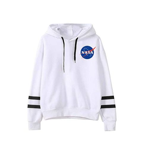 EMILYLE Mujer NASA Aeronautico Sudadera con Capucha Manga Larga Deportiva. M