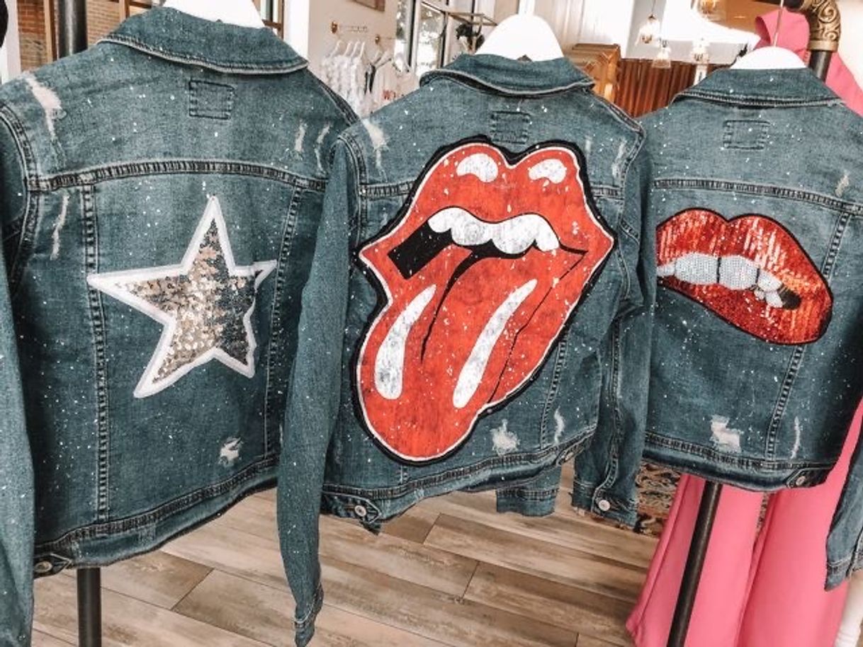 Fashion jaqueta jeans de rolling stones