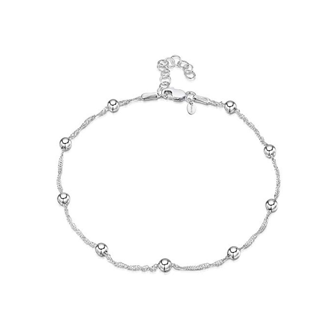 Moda Amberta 925 Fina Plata de ley - Brazalete de Tobillo - 1,4