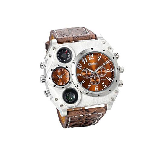 Jewelrywe Reloj Ronda Geniales Pantalla Brújula Termómetro Dual Time Dial
