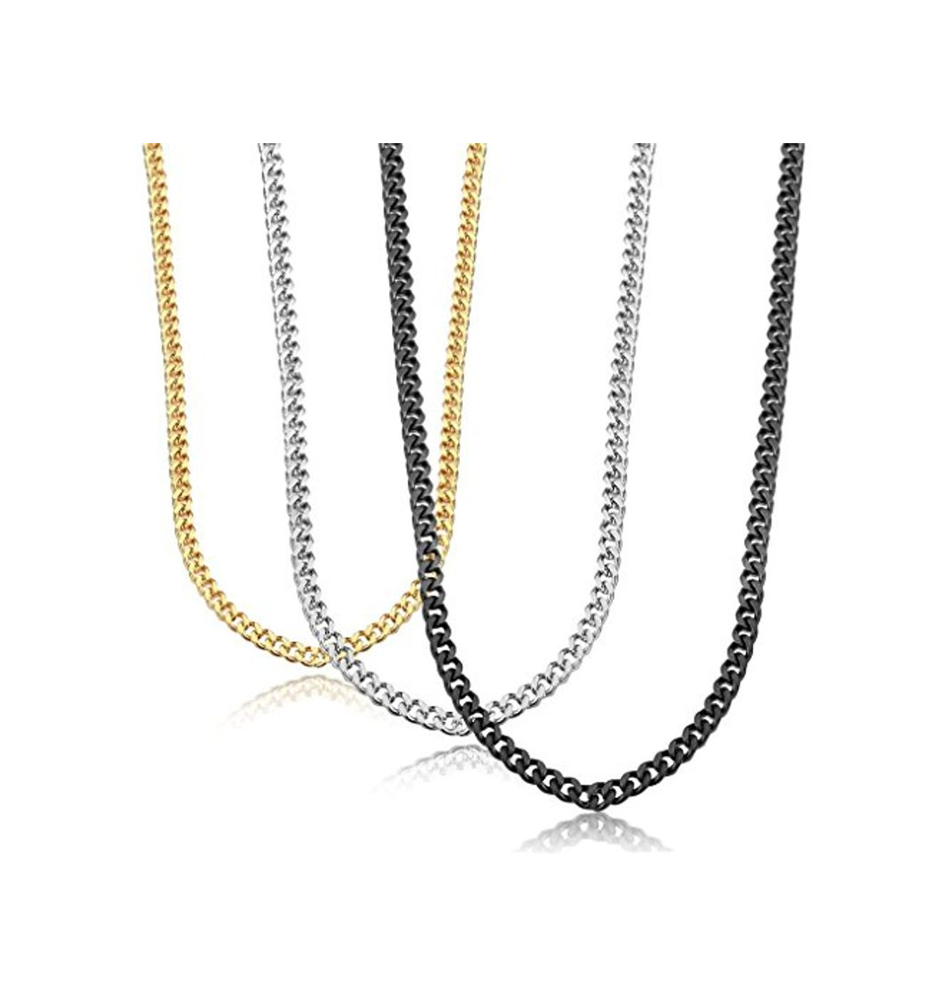 Social sailimue 3 Pieza 3.5mm Collar Cadena de Bordillo Acero Inoxidable Hombre Mujer