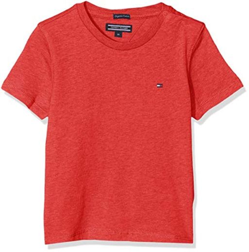 Tommy Hilfiger T Camiseta Básica de Manga Corta, Rojo