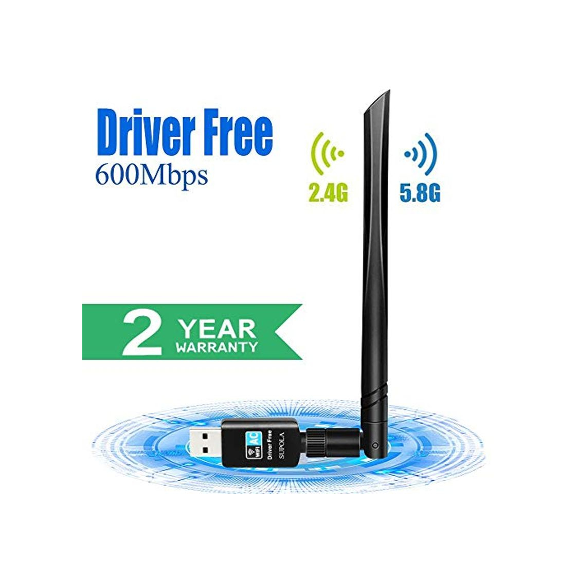 Electronics SUPOLA WiFi Antena USB WiFi Adaptador AC600Mbps Driver Free-Auto WiFi Dongle 5dBi