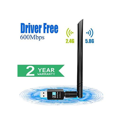 SUPOLA WiFi Antena USB WiFi Adaptador AC600Mbps Driver Free-Auto WiFi Dongle 5dBi