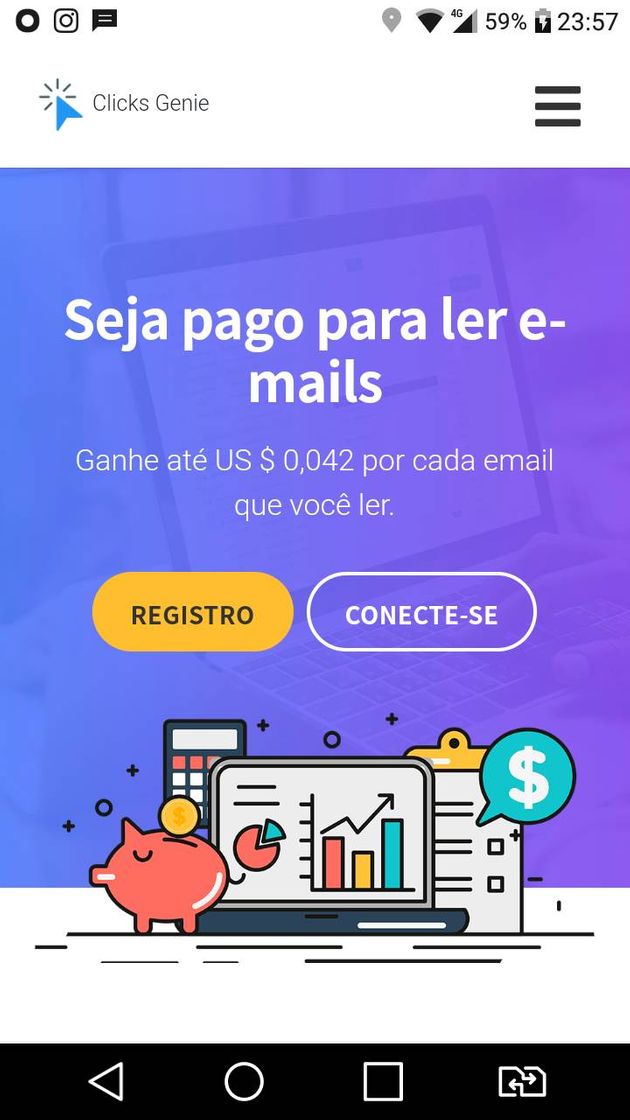 Fashion Site que paga para receber e visualisar e-mails.