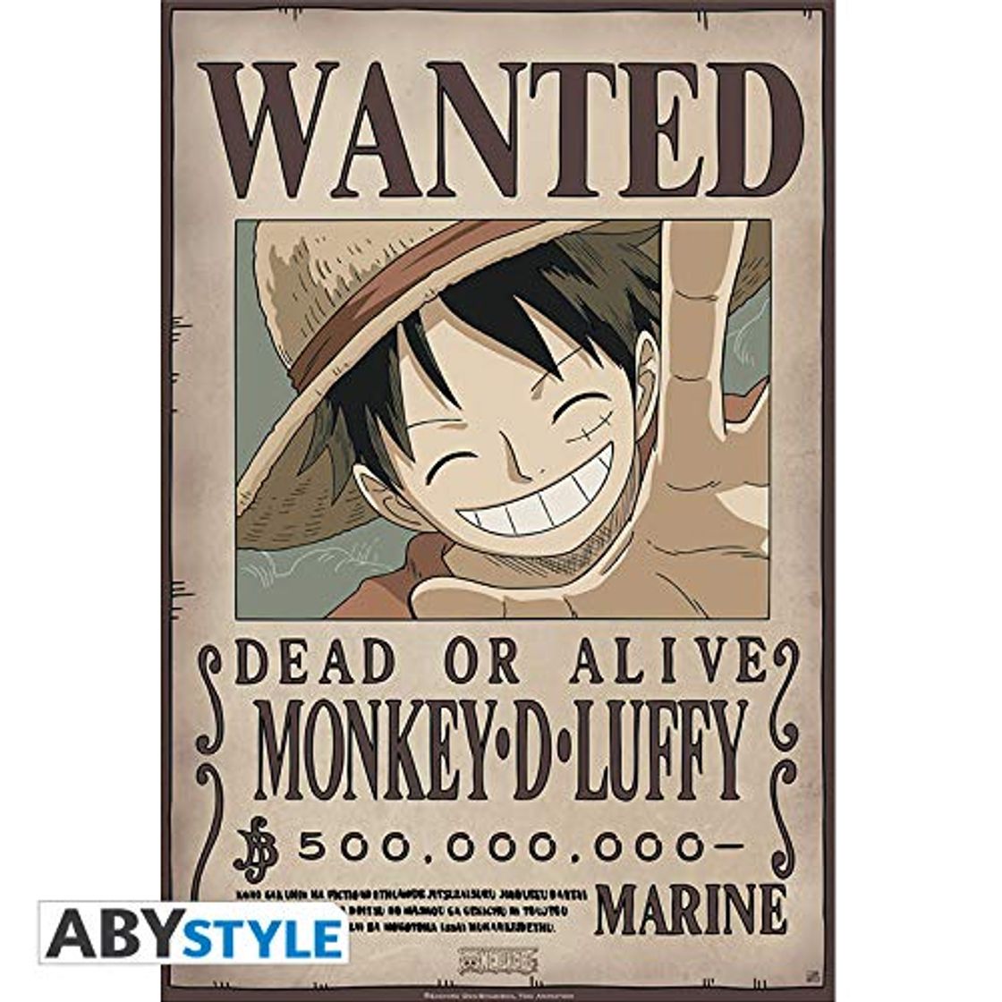 Product ABYstyle Abysse Corp_ABYDCO427 - Póster con Texto en inglés Wanted Luffy New