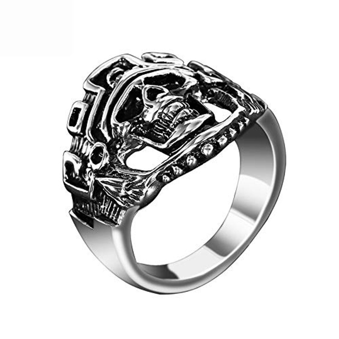 Product JJZCSXH Anillo de joyería de Moda de Calavera Negra de Plata de