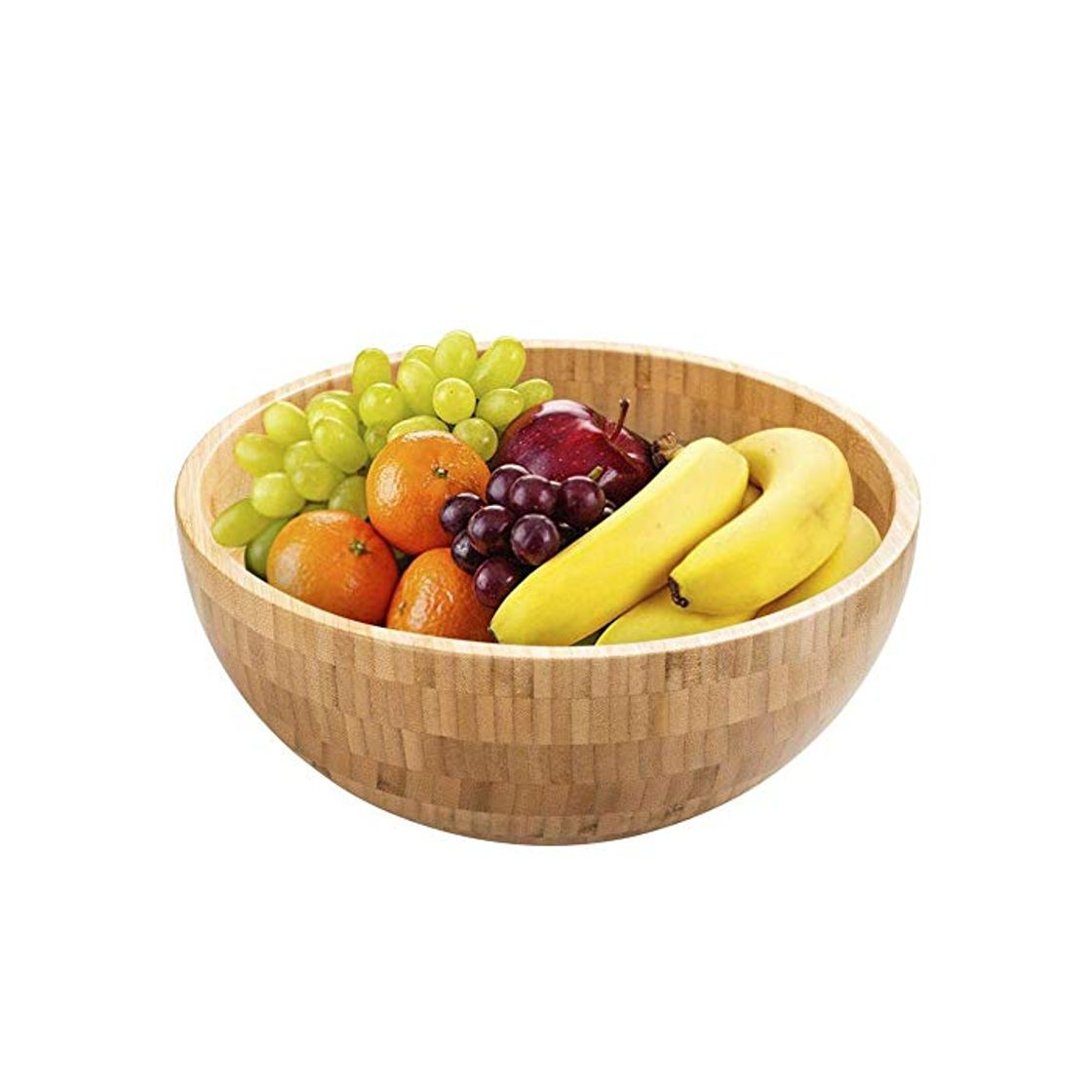 Product Linpu Cuenco de madera para frutas, de bambú, para ensalada, redondo, de