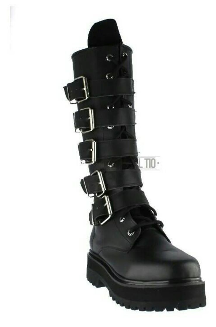 Moda Botas Goticas Piel Cierre Metal 5 Hebilla Dark Punk Metal Dr