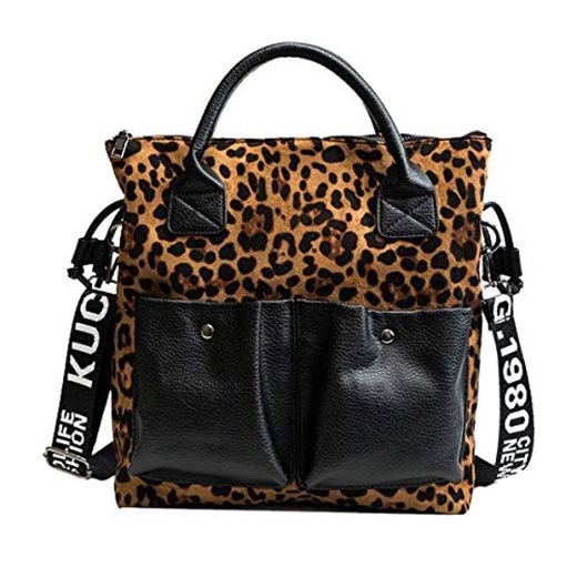 RFVBNM Elegante leopardo Bolso de gran capacidad bolso femenino peludo bolso de