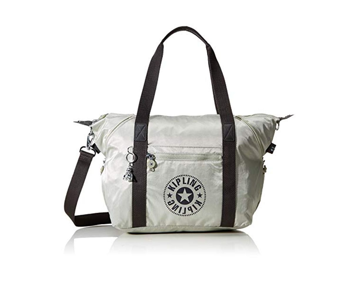 Moda Kipling Art, Tote Bag para Mujer, Dynamic Silver, 20x44x27 cm