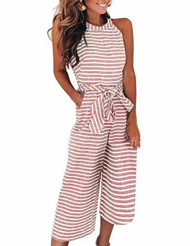 Producto FeelinGirl Mono Largo Mujer Verano O Jumpsuit Cintura Alta con Bosillo Cuello