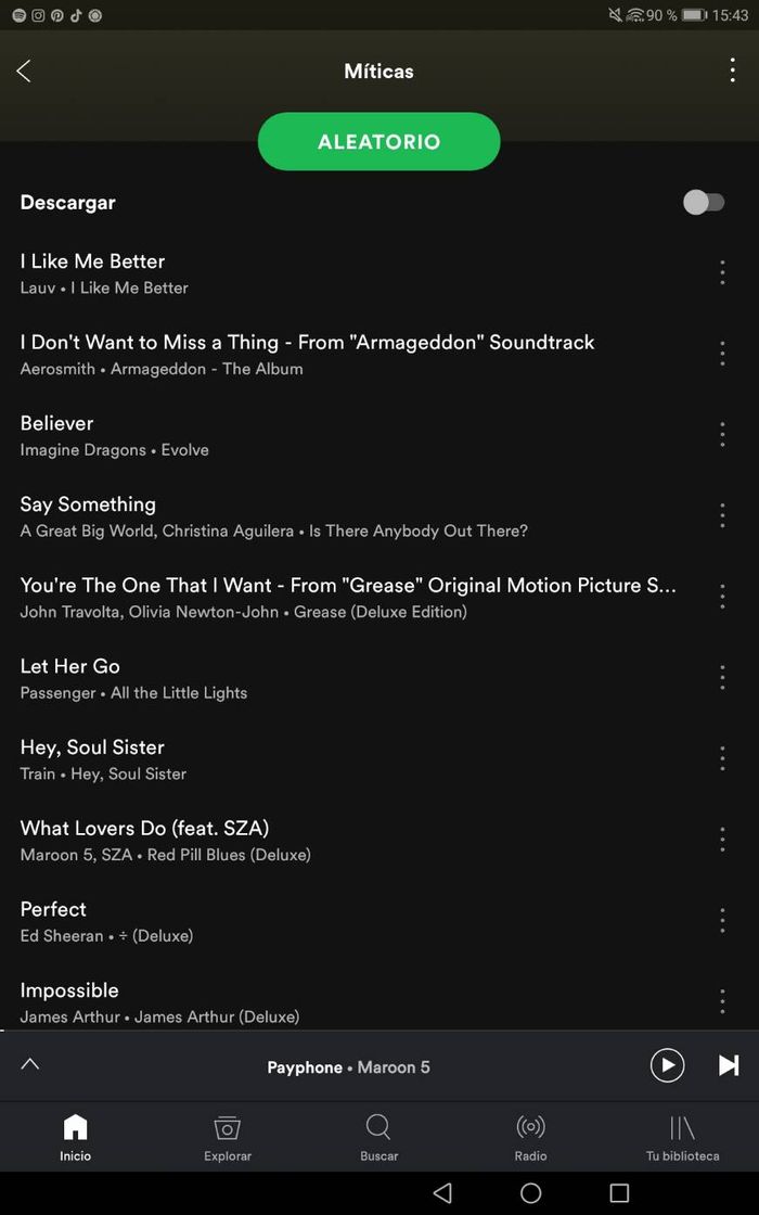 Canción Música mítica en inglés