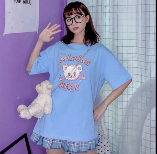 Korean Sweet Style Cartoon Print T Shirt