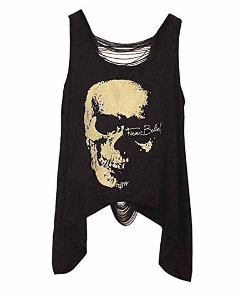 Producto DELEY Mujeres Vintage Punk Skull Tank Tops Espalda Abierta De La Borla