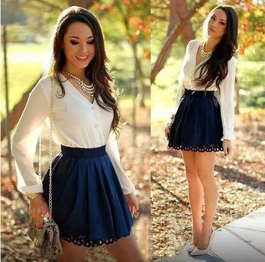 Conjunto azul e branco 