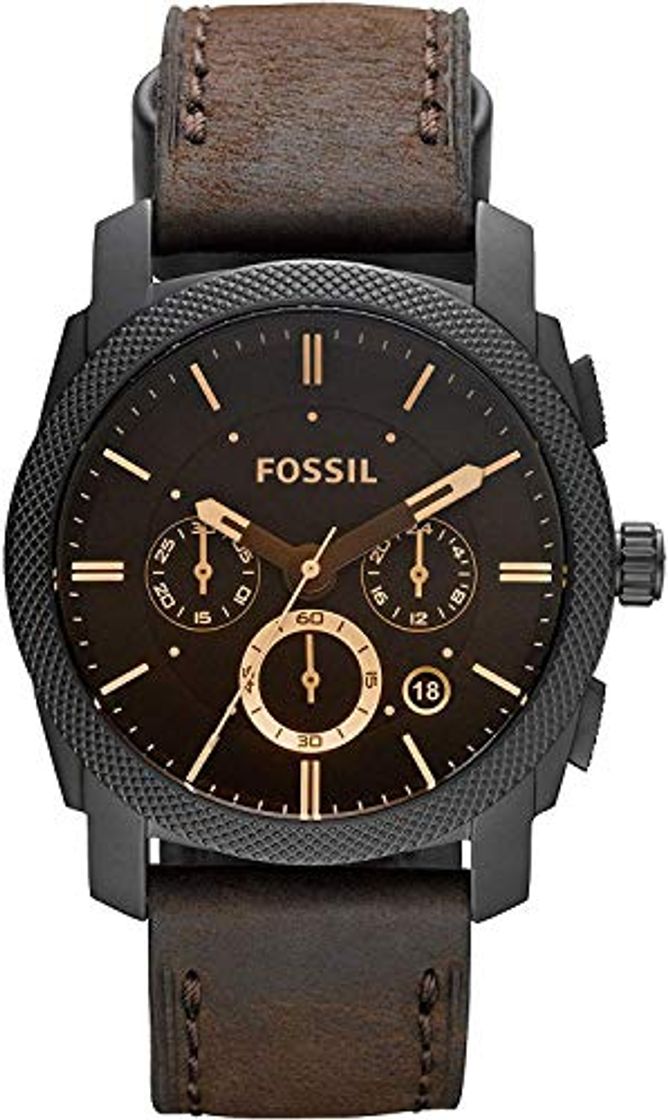 Social Fossil Reloj Cronógrafo para Hombre de Cuarzo con Correa en Cuero FS4656